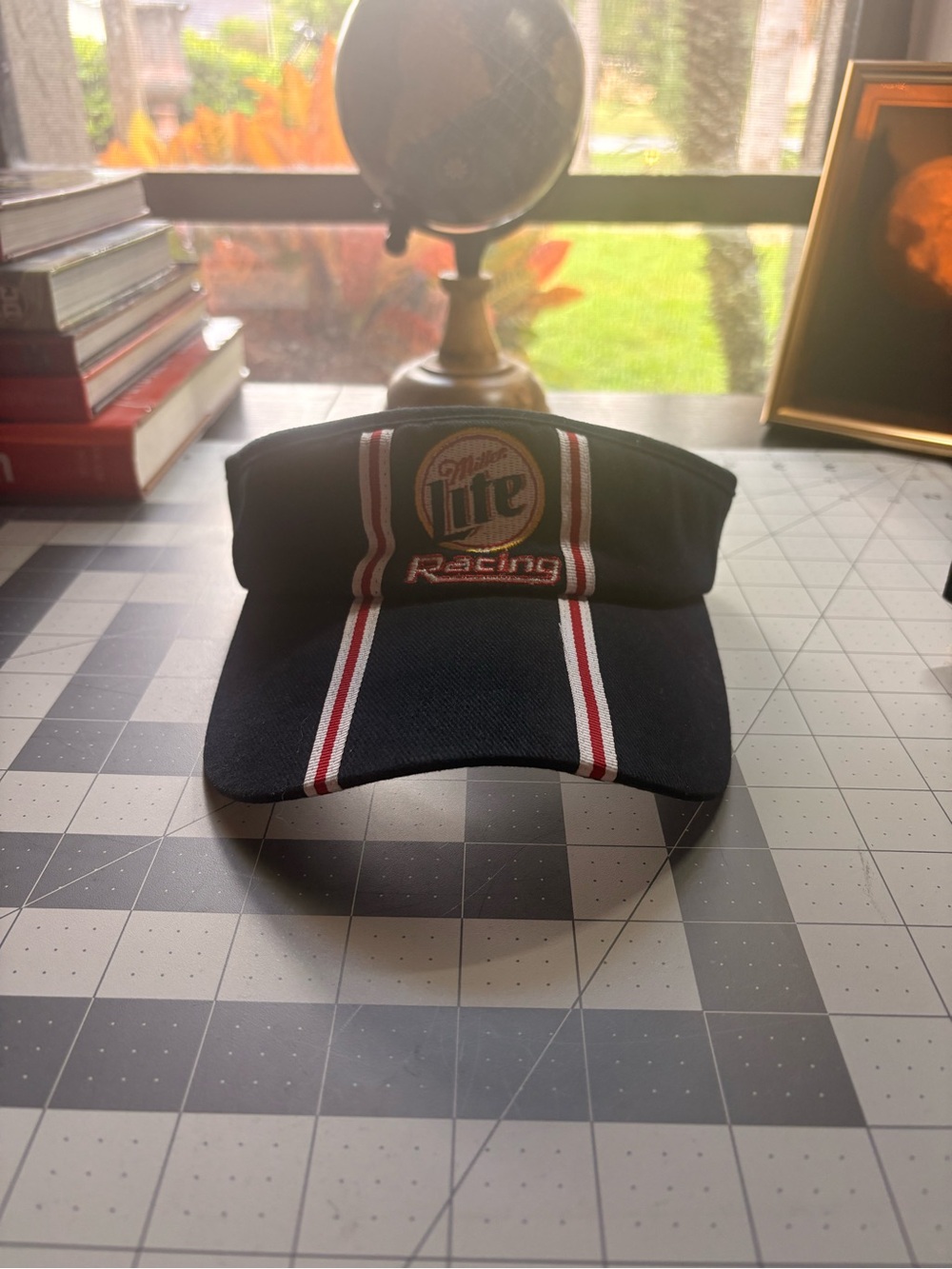 Nascar Miller Lite Racing Navy Visor with Red and White Stripes